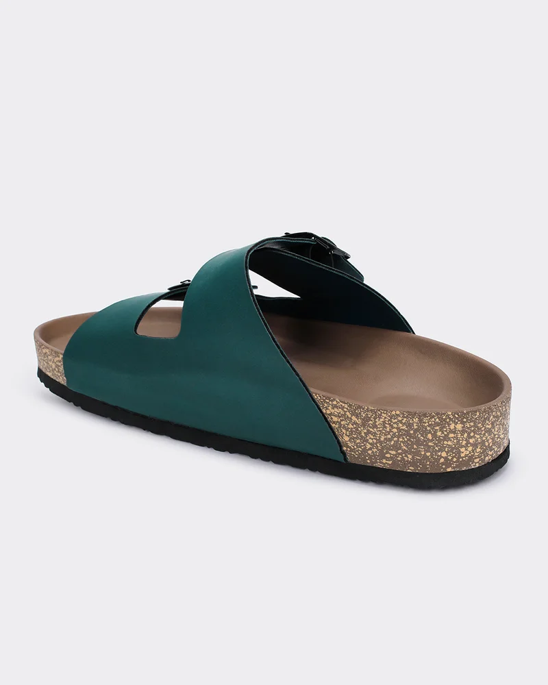 بيواكوف Men's Forest Green Double Strap Sandals